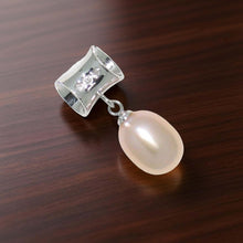 Load image into Gallery viewer, Pink Pearl Pendant – 14k White Gold Tunnel Bail + Diamonds