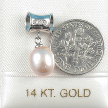 Load image into Gallery viewer, Pink Pearl Pendant – 14k White Gold Tunnel Bail + Diamonds