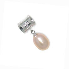 Load image into Gallery viewer, Pink Pearl Pendant – 14k White Gold Tunnel Bail + Diamonds