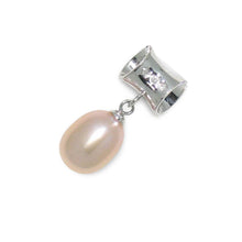 Load image into Gallery viewer, Pink Pearl Pendant – 14k White Gold Tunnel Bail + Diamonds