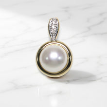 Load image into Gallery viewer, White Pearl Enhancer – 14k Yellow Gold + Diamonds