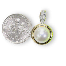 Load image into Gallery viewer, White Pearl Enhancer – 14k Yellow Gold + Diamonds
