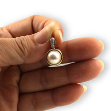 Load image into Gallery viewer, White Pearl Enhancer – 14k Yellow Gold + Diamonds