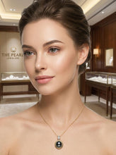 Load image into Gallery viewer, Black Pearl Enhancer – 14k Yellow Gold + Diamonds