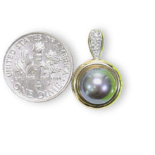 Load image into Gallery viewer, Black Pearl Enhancer – 14k Yellow Gold + Diamonds