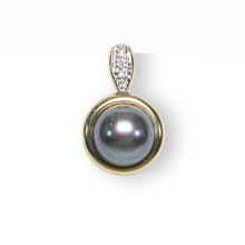 Load image into Gallery viewer, Black Pearl Enhancer – 14k Yellow Gold + Diamonds