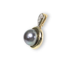 Load image into Gallery viewer, Black Pearl Enhancer – 14k Yellow Gold + Diamonds