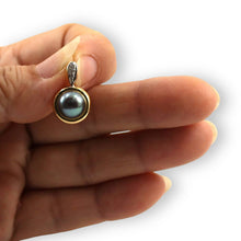 Load image into Gallery viewer, Black Pearl Enhancer – 14k Yellow Gold + Diamonds