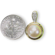 Load image into Gallery viewer, Pink Pearl Enhancer – 14k Yellow Gold + Diamonds