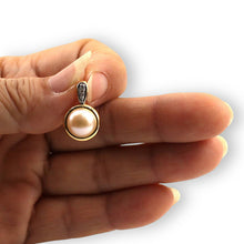 Load image into Gallery viewer, Pink Pearl Enhancer – 14k Yellow Gold + Diamonds