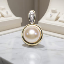 Load image into Gallery viewer, Pink Pearl Enhancer – 14k Yellow Gold + Diamonds