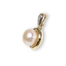 Load image into Gallery viewer, Pink Pearl Enhancer – 14k Yellow Gold + Diamonds