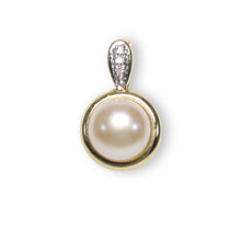 Load image into Gallery viewer, Pink Pearl Enhancer – 14k Yellow Gold + Diamonds