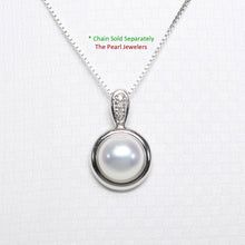 Load image into Gallery viewer, White Pearl Enhancer Pendant – 14k White Gold + Diamonds
