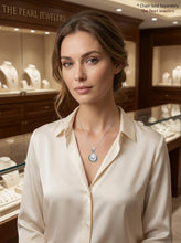 Load image into Gallery viewer, White Pearl Enhancer Pendant – 14k White Gold + Diamonds