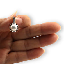 Load image into Gallery viewer, White Pearl Enhancer Pendant – 14k White Gold + Diamonds
