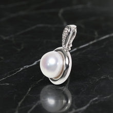 Load image into Gallery viewer, White Pearl Enhancer Pendant – 14k White Gold + Diamonds