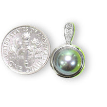 Load image into Gallery viewer, Black Peacock Pearl Enhancer – 14k White Gold + Diamonds