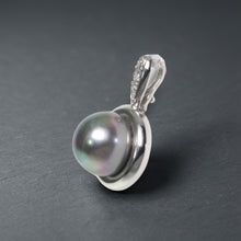 Load image into Gallery viewer, Black Peacock Pearl Enhancer – 14k White Gold + Diamonds