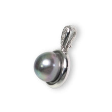 Load image into Gallery viewer, Black Peacock Pearl Enhancer – 14k White Gold + Diamonds