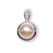 Load image into Gallery viewer, Lavender Pearl Enhancer – 14k White Gold + Diamonds