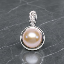 Load image into Gallery viewer, Lavender Pearl Enhancer – 14k White Gold + Diamonds