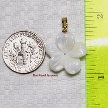 Load image into Gallery viewer, 2000710-14k-Hand-Carved-Mother-of-Pearl-Hawaiian-Plumeria-Pendant-Necklace