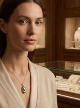 Load image into Gallery viewer, Black Biwa Pearl Pendant – 14k Yellow Gold + Diamond