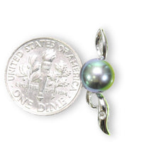 Load image into Gallery viewer, Peacock Pearl Pendant with Diamond – 14k White Gold Flowing Bail