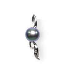 Load image into Gallery viewer, Peacock Pearl Pendant with Diamond – 14k White Gold Flowing Bail