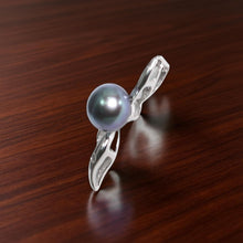Load image into Gallery viewer, Peacock Pearl Pendant with Diamond – 14k White Gold Flowing Bail