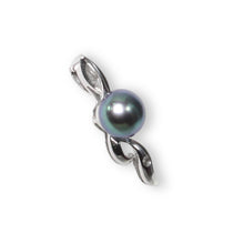 Load image into Gallery viewer, Peacock Pearl Pendant with Diamond – 14k White Gold Flowing Bail