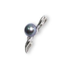 Load image into Gallery viewer, Peacock Pearl Pendant with Diamond – 14k White Gold Flowing Bail