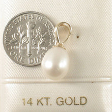 Load image into Gallery viewer, White Freshwater Pearl Pendant – 14k Yellow Gold + Diamonds