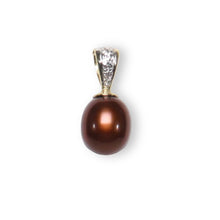 Load image into Gallery viewer, Chocolate Pearl Pendant with Diamonds – 14k Yellow Gold