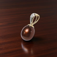 Load image into Gallery viewer, Chocolate Pearl Pendant with Diamonds – 14k Yellow Gold