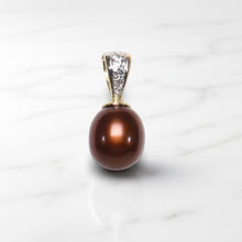 Load image into Gallery viewer, Chocolate Pearl Pendant with Diamonds – 14k Yellow Gold