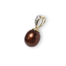 Load image into Gallery viewer, Chocolate Pearl Pendant with Diamonds – 14k Yellow Gold