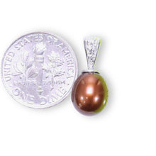 Load image into Gallery viewer, Chocolate Pearl Pendant with Diamonds – 14k White Gold