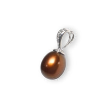 Load image into Gallery viewer, Chocolate Pearl Pendant with Diamonds – 14k White Gold