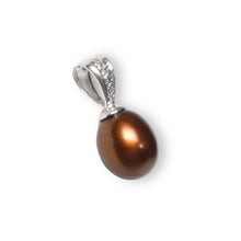 Load image into Gallery viewer, Chocolate Pearl Pendant with Diamonds – 14k White Gold