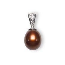 Load image into Gallery viewer, Chocolate Pearl Pendant with Diamonds – 14k White Gold
