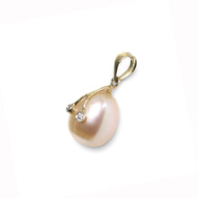 Load image into Gallery viewer, Pink Pearl Pendant with Diamond Arms – 14k Yellow Gold