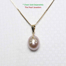 Load image into Gallery viewer, Peach Pearl Pendant with Diamond Arms – 14k Yellow Gold