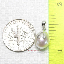 Load image into Gallery viewer, White Pearl Pendant with Diamond Eyes – 14k White Gold