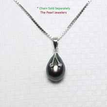 Load image into Gallery viewer, Black Pearl Pendant with Diamond Eyes – 14k White Gold