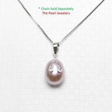 Load image into Gallery viewer, Lavender Pearl Pendant with Diamond Eyes – 14k White Gold