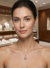 Load image into Gallery viewer, Lavender Pearl Pendant with Diamond Eyes – 14k White Gold