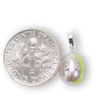 Load image into Gallery viewer, Lavender Pearl Pendant with Diamond Eyes – 14k White Gold