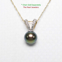 Load image into Gallery viewer, Peacock Pearl Pendant with Diamond – 14k Yellow Gold Rabbit-Ear Bail